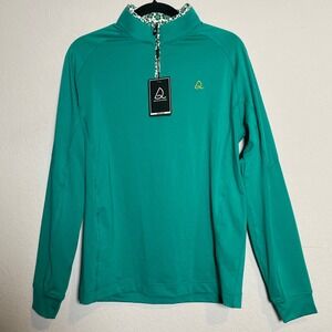 Deolax 1/4 Zip Pullover Small Green Mens Golfcore Floral Trim Performance Shirt